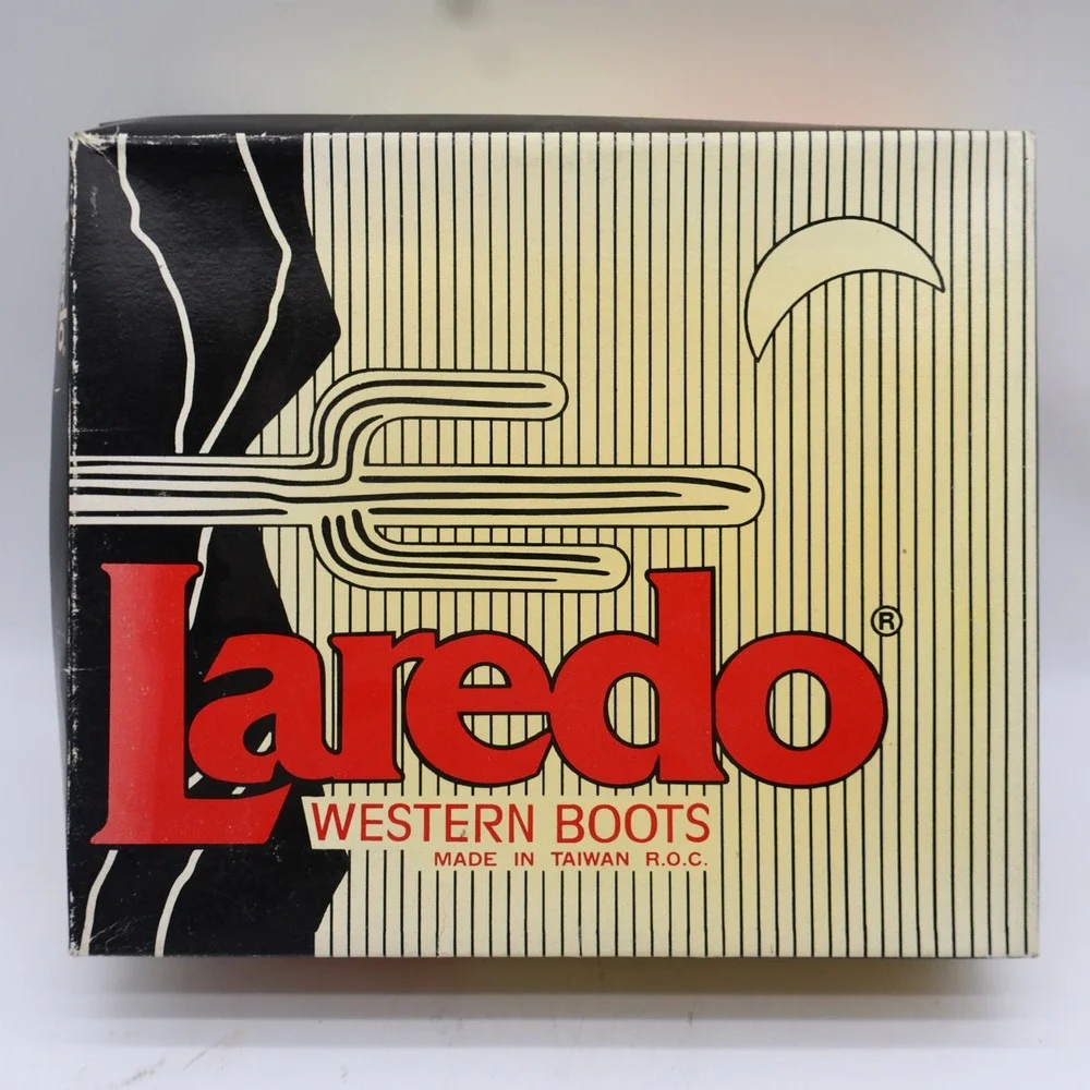Laredo Western Cowboy Boots Kids Size 2D Vintage Black Lizard Embossed 28-2230-6
